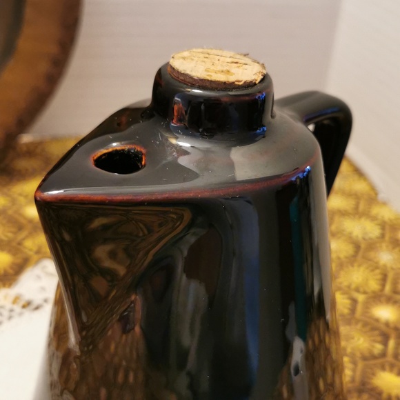 Vintage High Gloss Brown Glaze Pottery Leroux Creme de Cafe Jug Decanter - Picture 15 of 17